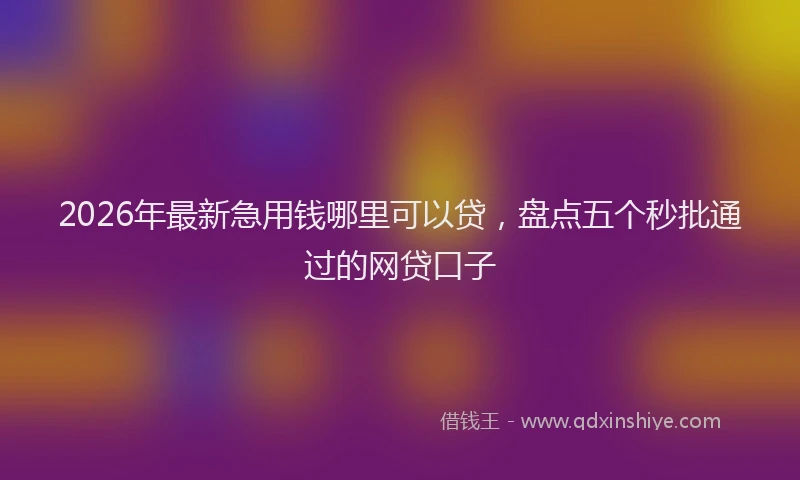 2026年最新急用钱哪里可以贷，盘点五个秒批通过的网贷口子