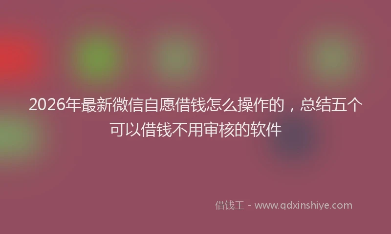 2026年最新微信自愿借钱怎么操作的，总结五个可以借钱不用审核的软件