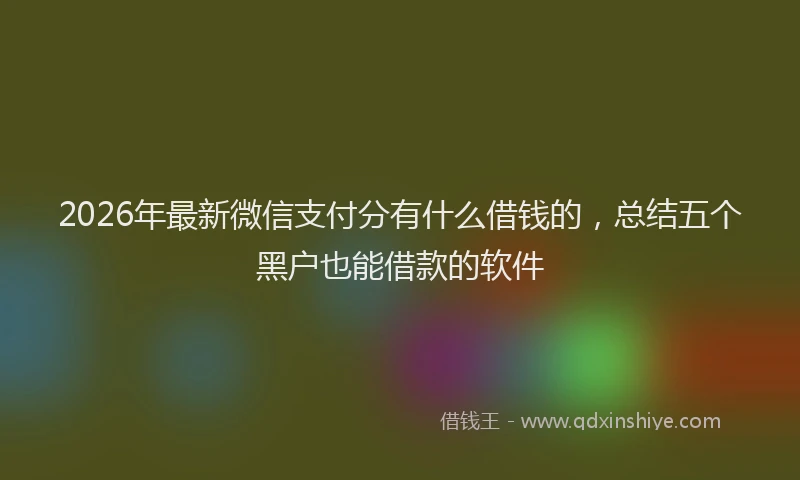 2026年最新微信支付分有什么借钱的，总结五个黑户也能借款的软件