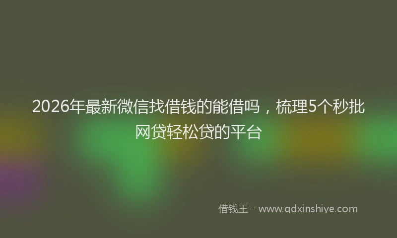 2026年最新微信找借钱的能借吗，梳理5个秒批网贷轻松贷的平台