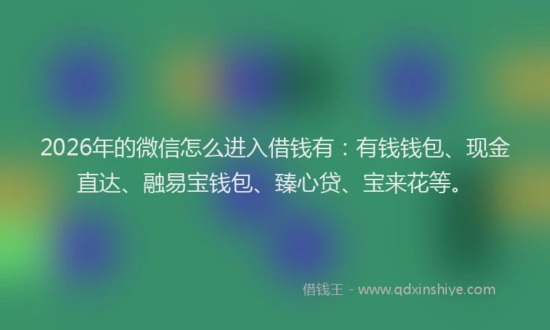 2026年的微信怎么进入借钱有：有钱钱包、现金直达、融易宝钱包、臻心贷、宝来花等。