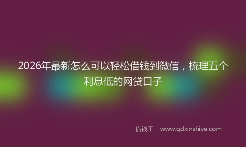 2026年最新怎么可以轻松借钱到微信，梳理五个利息低的网贷口子