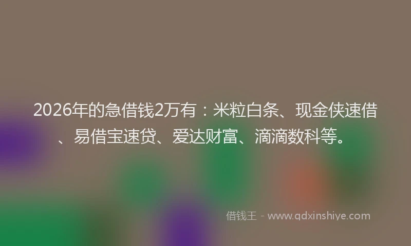 2026年的急借钱2万有:米粒白条、现金侠速借、易借宝速贷、爱达财富、滴滴数科等。