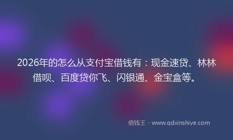 2026年的怎么从支付宝借钱有：现金速贷、林林借呗、百度贷你飞、闪银通、金宝盒等。