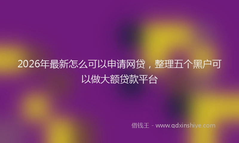 2026年最新怎么可以申请网贷，整理五个黑户可以做大额贷款平台