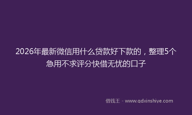 2026年最新微信用什么贷款好下款的，整理5个急用不求评分快借无忧的口子
