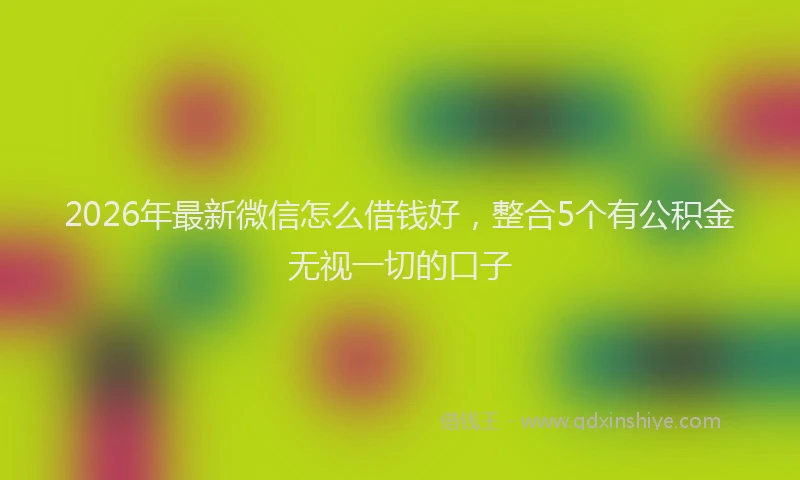 2026年最新微信怎么借钱好，整合5个有公积金无视一切的口子