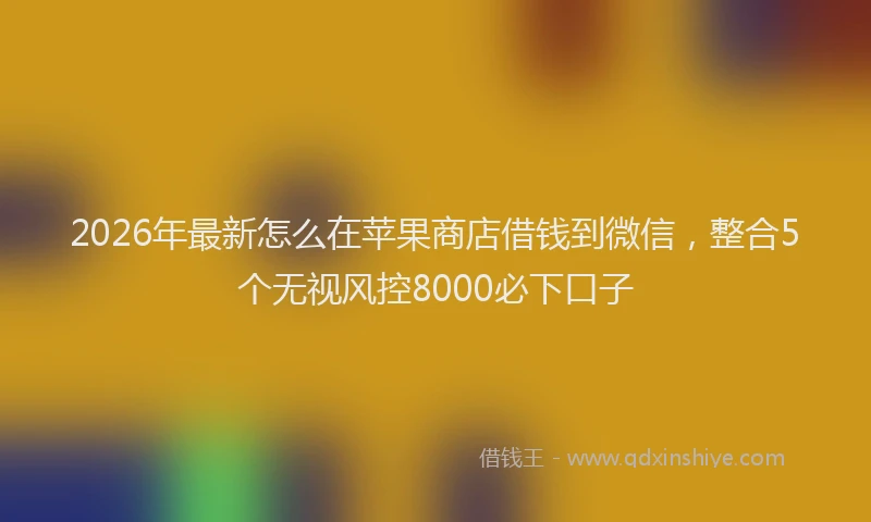 2026年最新怎么在苹果商店借钱到微信，整合5个无视风控8000必下口子