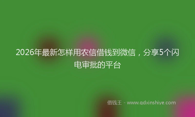 2026年最新怎样用农信借钱到微信，分享5个闪电审批的平台