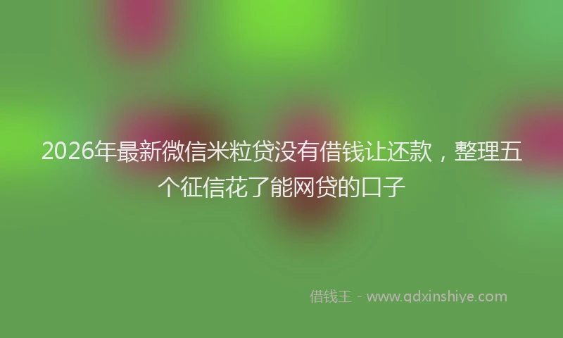 2026年最新微信米粒贷没有借钱让还款，整理五个征信花了能网贷的口子