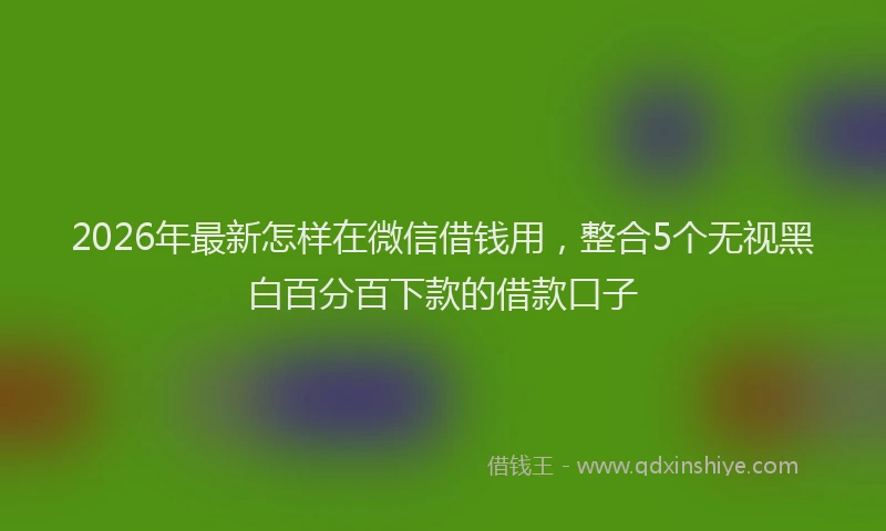 2026年最新怎样在微信借钱用，整合5个无视黑白百分百下款的借款口子