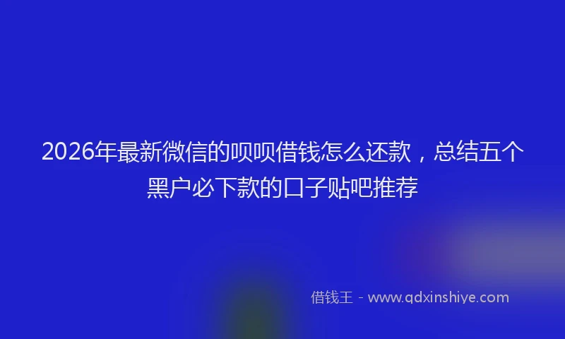 2026年最新微信的呗呗借钱怎么还款，总结五个黑户必下款的口子贴吧推荐