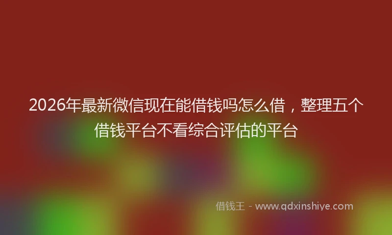 2026年最新微信现在能借钱吗怎么借，整理五个借钱平台不看综合评估的平台