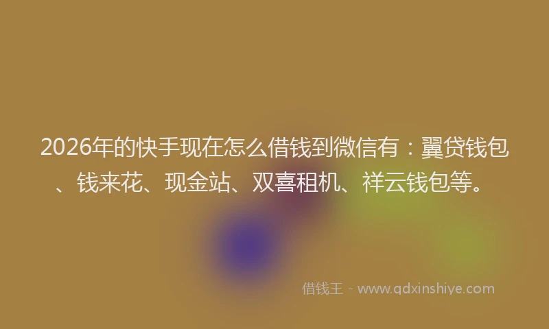 2026年的快手现在怎么借钱到微信有：翼贷钱包、钱来花、现金站、双喜租机、祥云钱包等。
