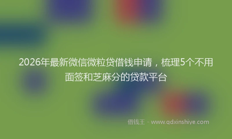 2026年最新微信微粒贷借钱申请，梳理5个不用面签和芝麻分的贷款平台