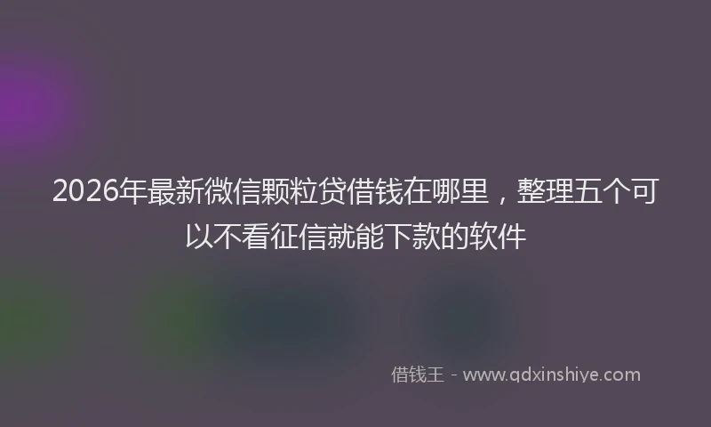 2026年最新微信颗粒贷借钱在哪里，整理五个可以不看征信就能下款的软件