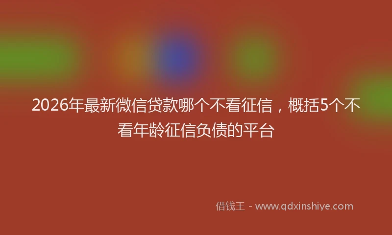 2026年最新微信贷款哪个不看征信，概括5个不看年龄征信负债的平台