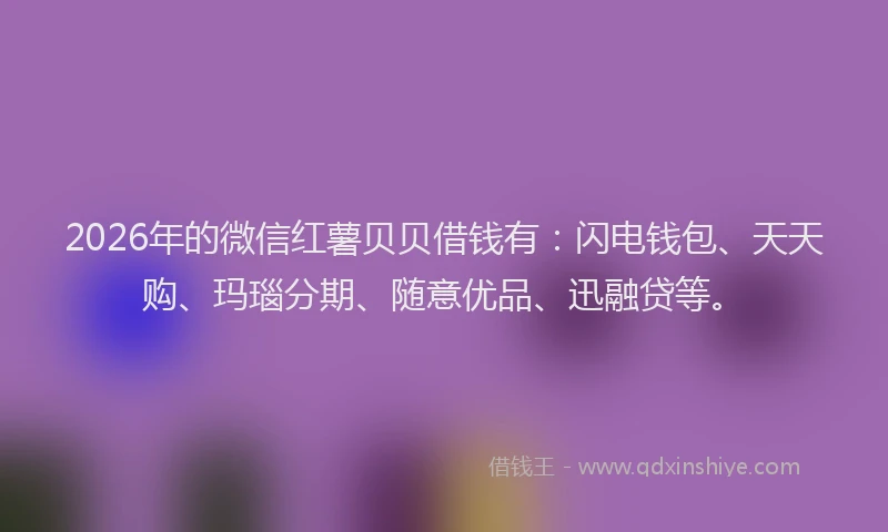 2026年的微信红薯贝贝借钱有：闪电钱包、天天购、玛瑙分期、随意优品、迅融贷等。