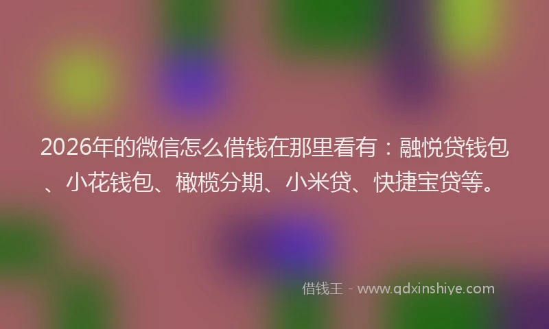 2026年的微信怎么借钱在那里看有：融悦贷钱包、小花钱包、橄榄分期、小米贷、快捷宝贷等。