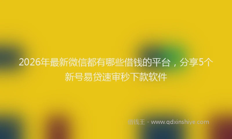 2026年最新微信都有哪些借钱的平台，分享5个新号易贷速审秒下款软件