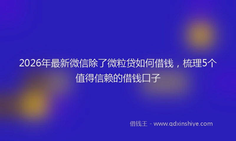 2026年最新微信除了微粒贷如何借钱，梳理5个值得信赖的借钱口子