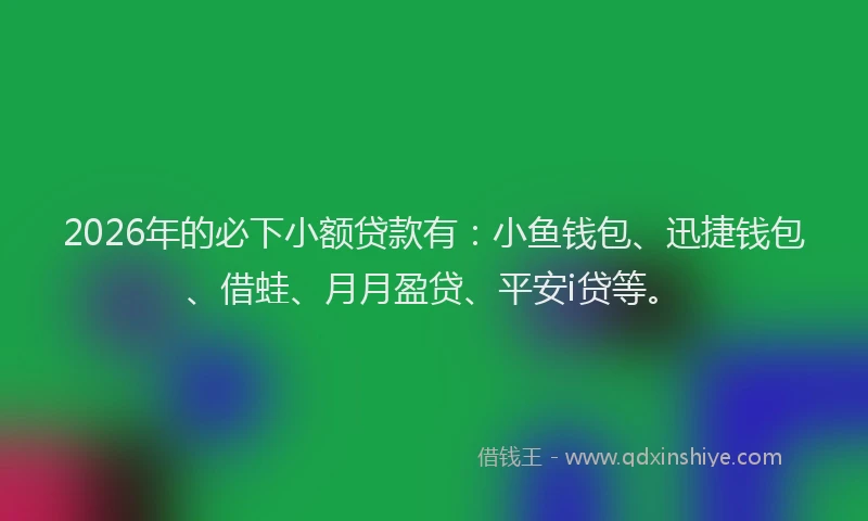 2026年的必下小额贷款有：小鱼钱包、迅捷钱包、借蛙、月月盈贷、平安i贷等。