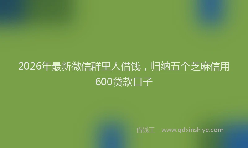 2026年最新微信群里人借钱，归纳五个芝麻信用600贷款口子