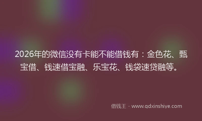 2026年的微信没有卡能不能借钱有：金色花、甄宝借、钱速借宝融、乐宝花、钱袋速贷融等。