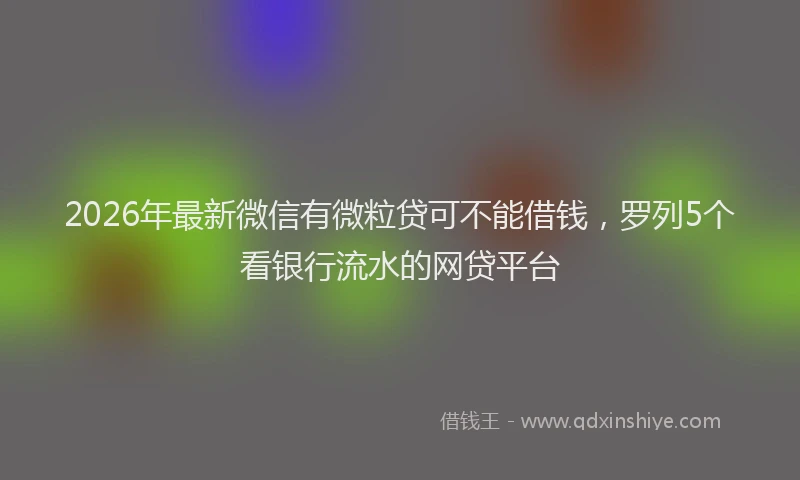 2026年最新微信有微粒贷可不能借钱，罗列5个看银行流水的网贷平台