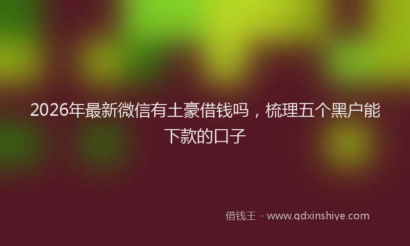 2026年最新微信有土豪借钱吗，梳理五个黑户能下款的口子