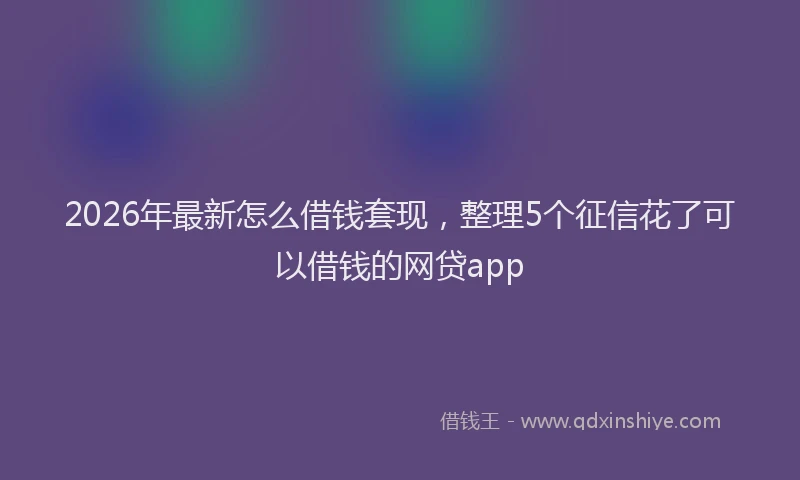 2026年最新怎么借钱套现，整理5个征信花了可以借钱的网贷app
