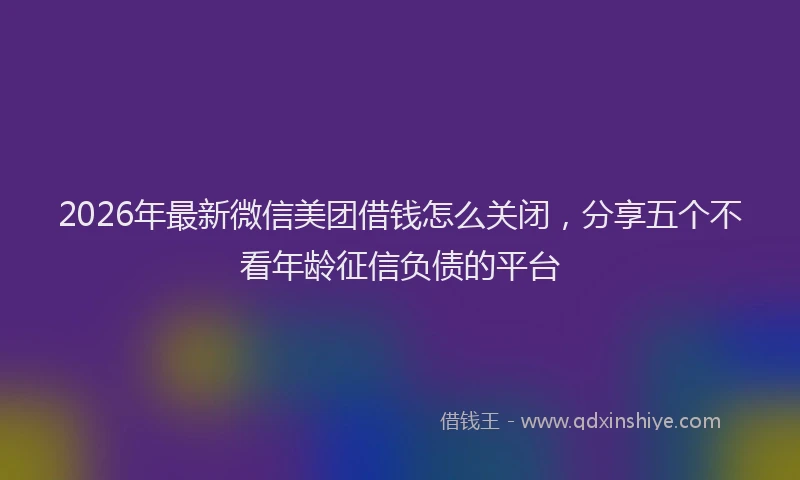 2026年最新微信美团借钱怎么关闭，分享五个不看年龄征信负债的平台