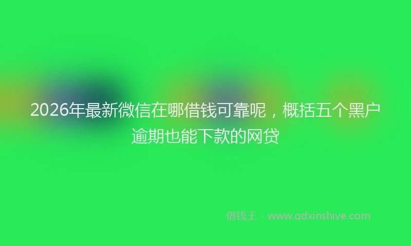 2026年最新微信在哪借钱可靠呢，概括五个黑户逾期也能下款的网贷