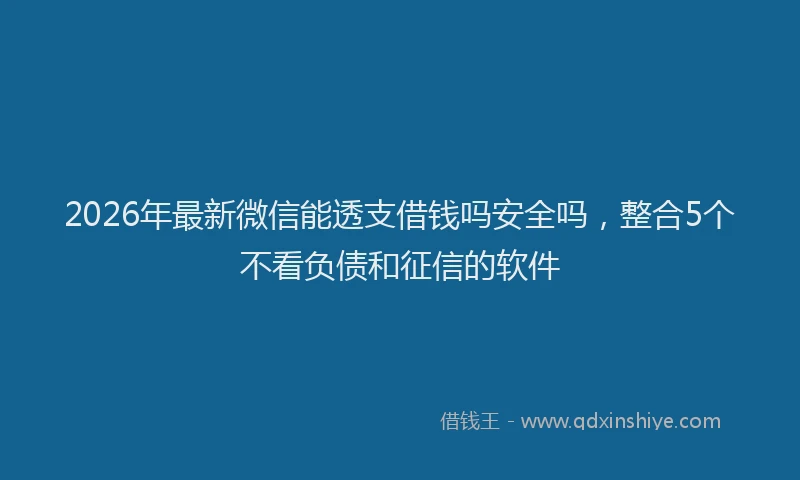 2026年最新微信能透支借钱吗安全吗，整合5个不看负债和征信的软件