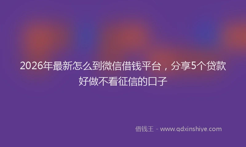 2026年最新怎么到微信借钱平台，分享5个贷款好做不看征信的口子