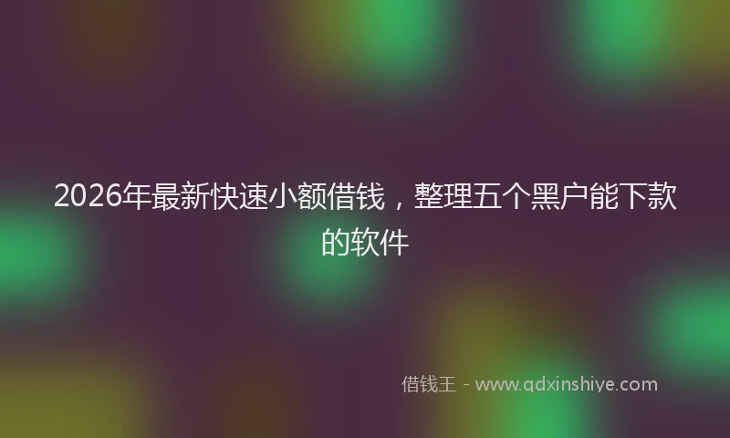 2026年最新快速小额借钱，整理五个黑户能下款的软件