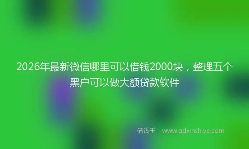 2026年最新微信哪里可以借钱2000块，整理五个黑户可以做大额贷款软件