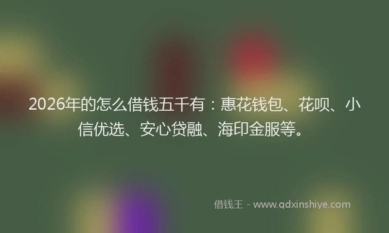 2026年的怎么借钱五千有：惠花钱包、花呗、小信优选、安心贷融、海印金服等。