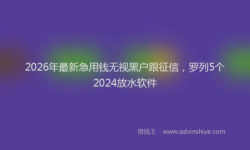 2026年最新急用钱无视黑户跟征信,罗列5个2024放水软件