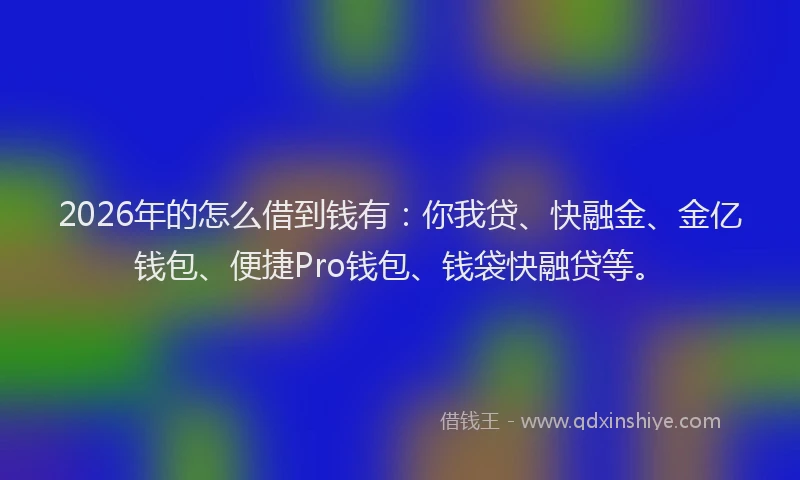 2026年的怎么借到钱有：你我贷、快融金、金亿钱包、便捷Pro钱包、钱袋快融贷等。
