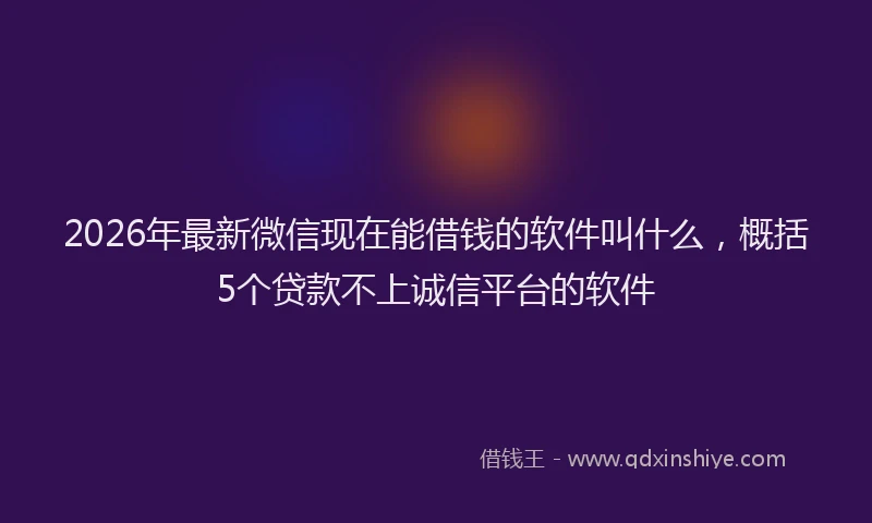 2026年最新微信现在能借钱的软件叫什么，概括5个贷款不上诚信平台的软件