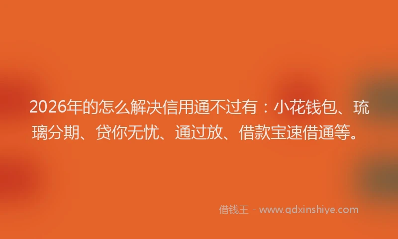 2026年的怎么解决信用通不过有：小花钱包、琉璃分期、贷你无忧、通过放、借款宝速借通等。