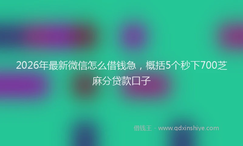 2026年最新微信怎么借钱急，概括5个秒下700芝麻分贷款口子