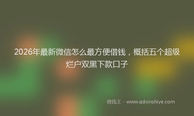 2026年最新微信怎么最方便借钱，概括五个超级烂户双黑下款口子