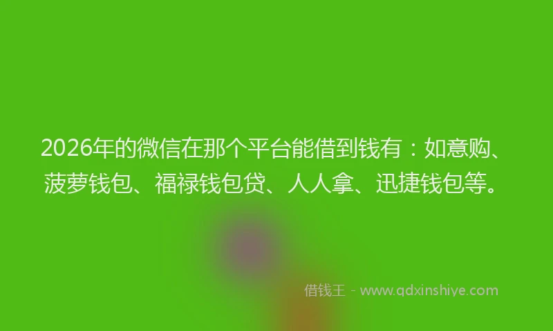 2026年的微信在那个平台能借到钱有：如意购、菠萝钱包、福禄钱包贷、人人拿、迅捷钱包等。