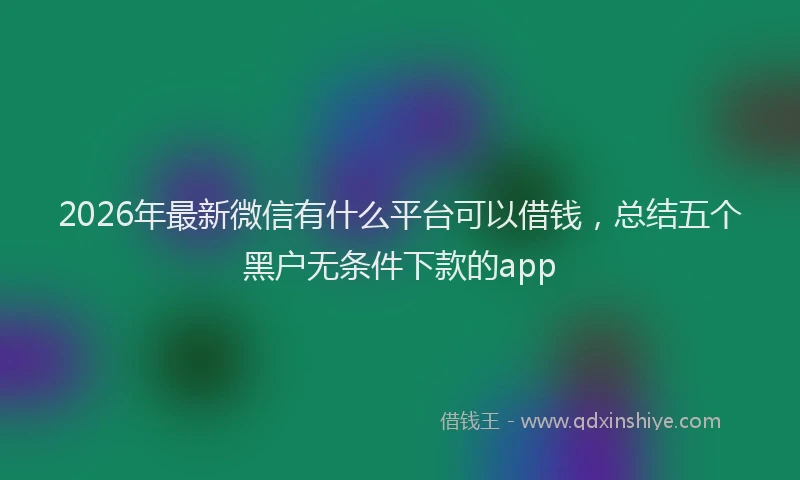 2026年最新微信有什么平台可以借钱，总结五个黑户无条件下款的app