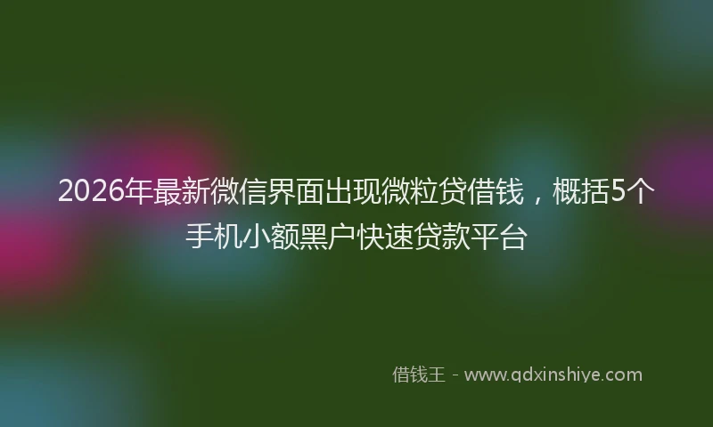 2026年最新微信界面出现微粒贷借钱，概括5个手机小额黑户快速贷款平台