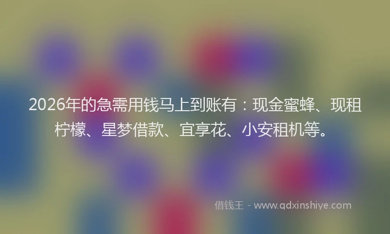 2026年的急需用钱马上到账有：现金蜜蜂、现租柠檬、星梦借款、宜享花、小安租机等。