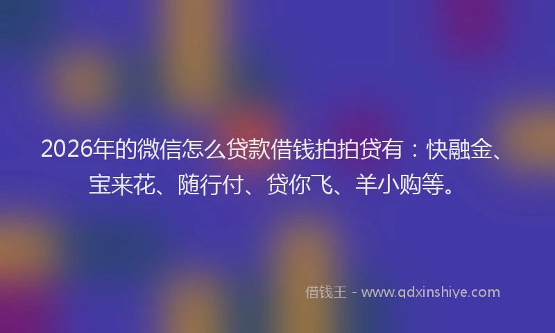2026年的微信怎么贷款借钱拍拍贷有：快融金、宝来花、随行付、贷你飞、羊小购等。