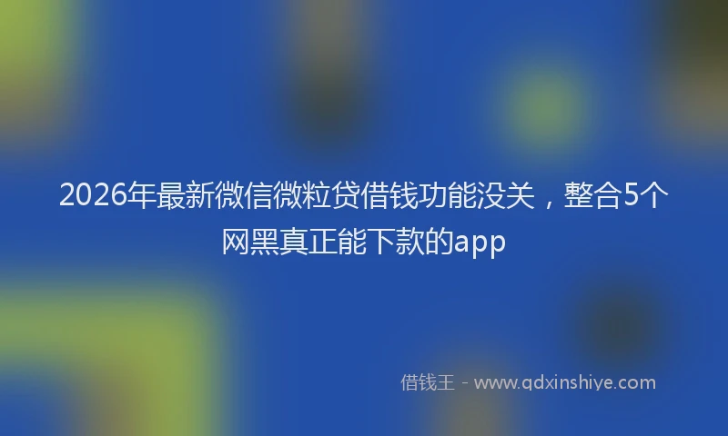 2026年最新微信微粒贷借钱功能没关，整合5个网黑真正能下款的app